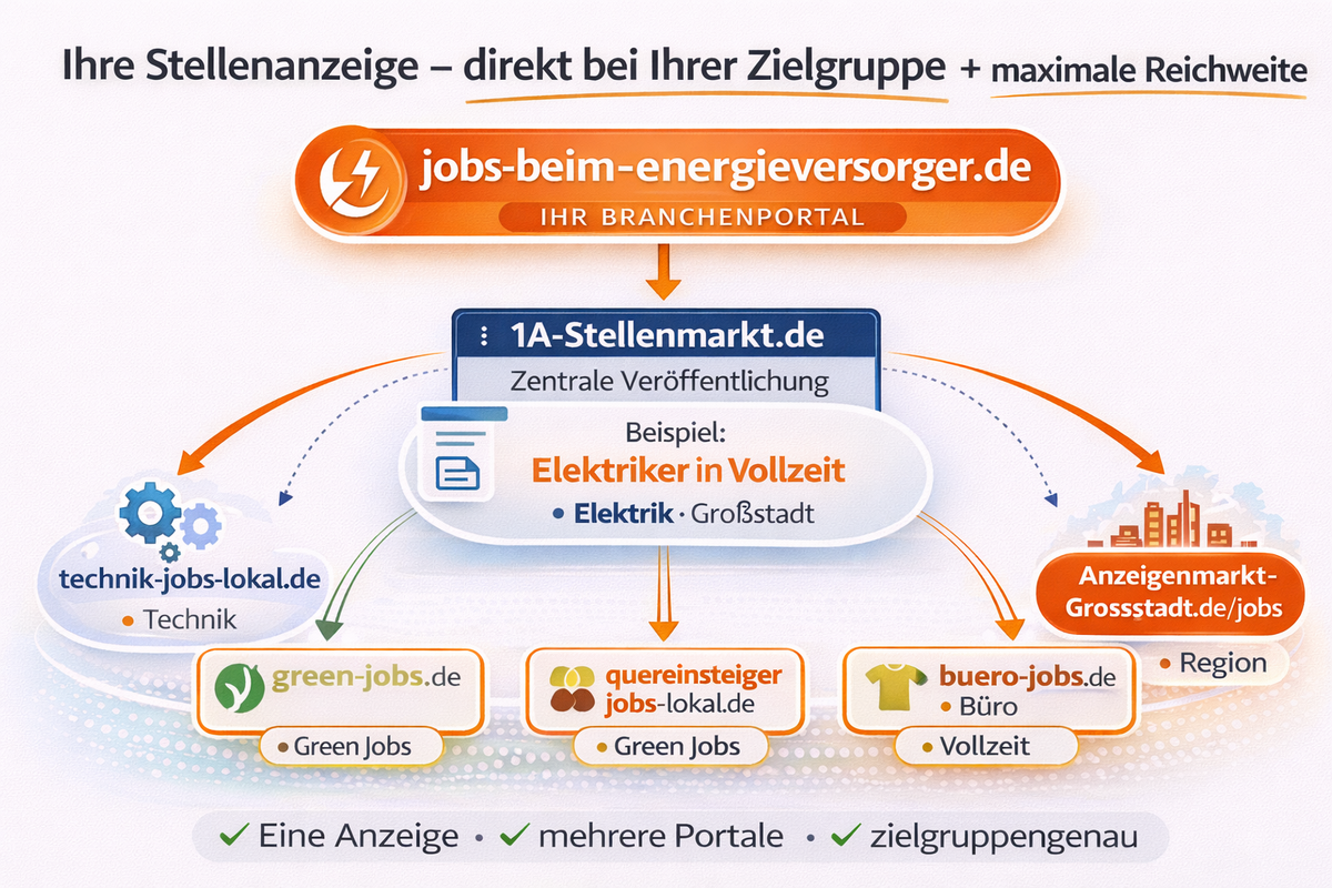 Mitarbeiter in der Energiebranche finden über Job Spezialportale des 1A-Stellenmarkt.de Netzwerkes
